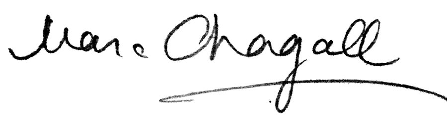 Signature of Marc Chagall on 1948 lithograph