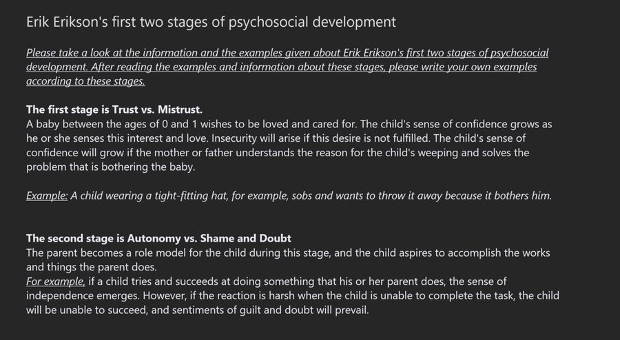 Erik Erikson's first two stages of psychosocial development