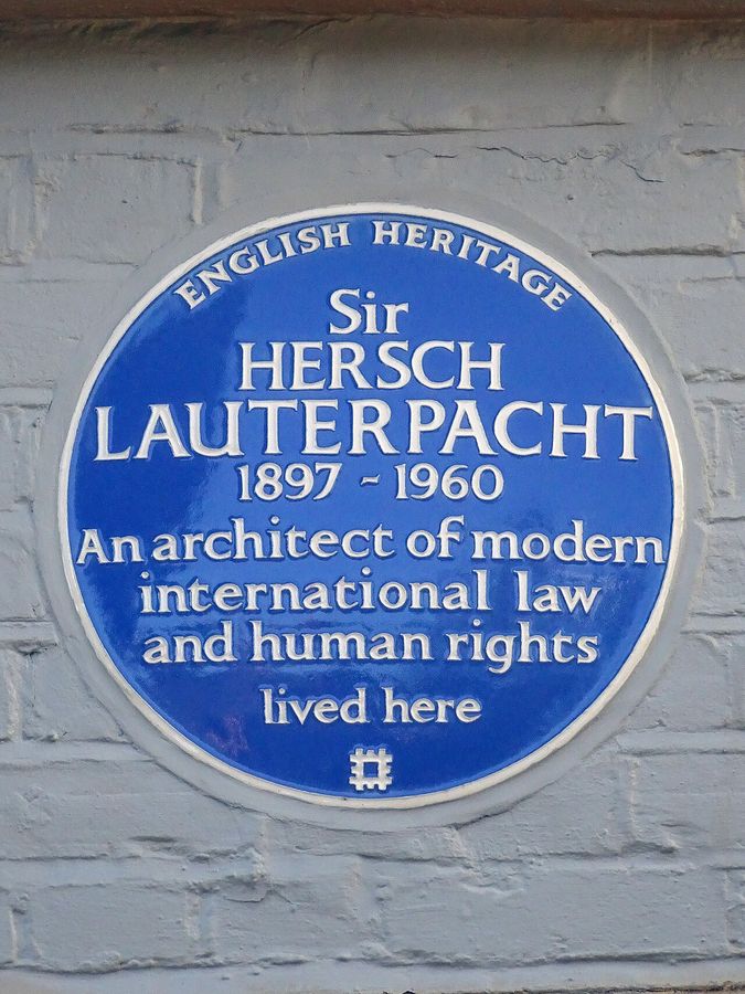Sir Hersch Lauterpacht 1897–1960 An architect of modern international law and human rights lived here — connected to Hersch Lauterpacht, 1897–1960