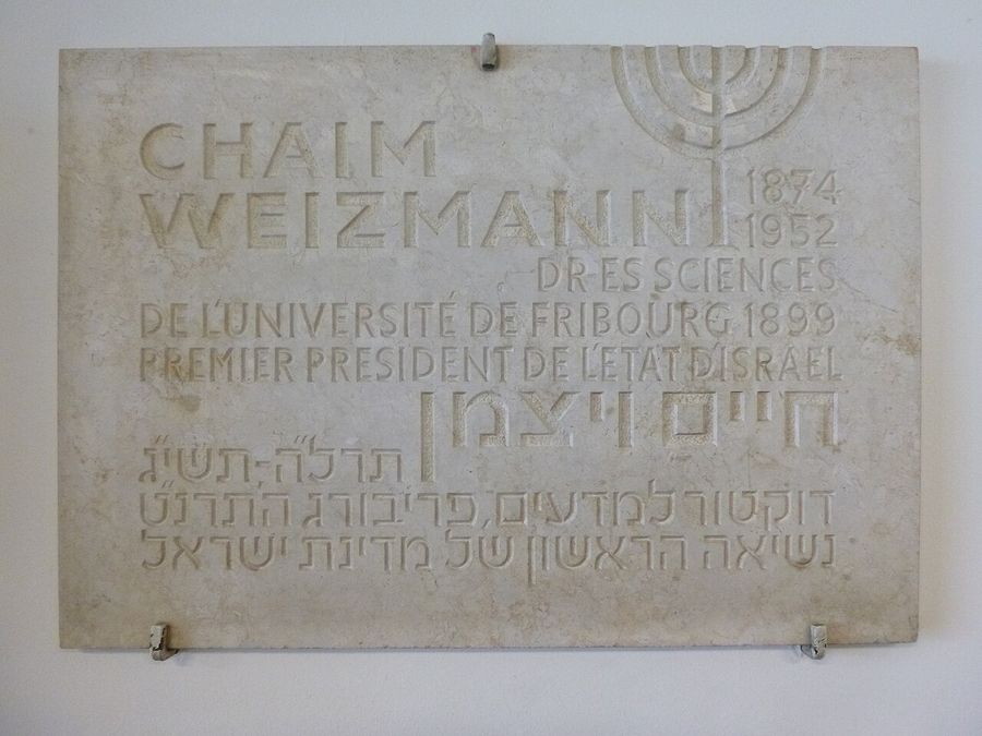 Gedenktafel für Chaim Weizmann in Fribourg